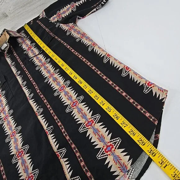 VINTAGE Wrangler Aztec Western Brushpopper Black Pearl Snap Shirt MEN'S MEDIUM.. - Picture 15 of 16